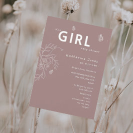 Schmetterling Es ist eine Mädchen Mauve Baby Dusch Einladung