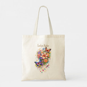 Schmetterling Floral – Eleganter Goldakzent – (Ben Tragetasche