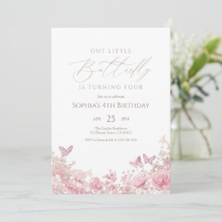 Schmetterling Floral Pink Geburtstag Einladung
