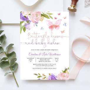 Schmetterling Florale Babyparty-Einladung Einladung