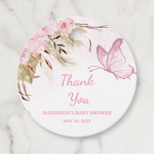 Schmetterling Florales Babyshower-Rund Geschenkanhänger
