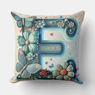 Schmetterling Florales Monogramm Dekor Buchstabe E Kissen