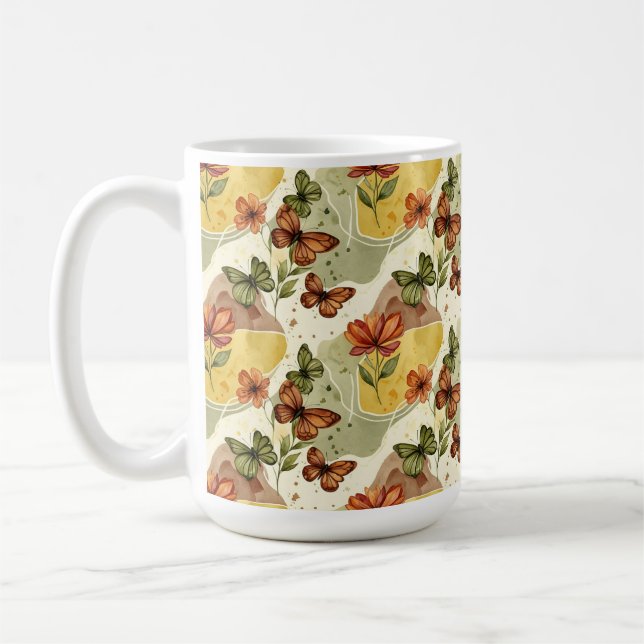 Schmetterling flüstert in die Erde Kaffeetasse (Links)