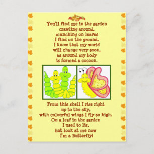 Schmetterling-Form-Raupengedicht Postkarte
