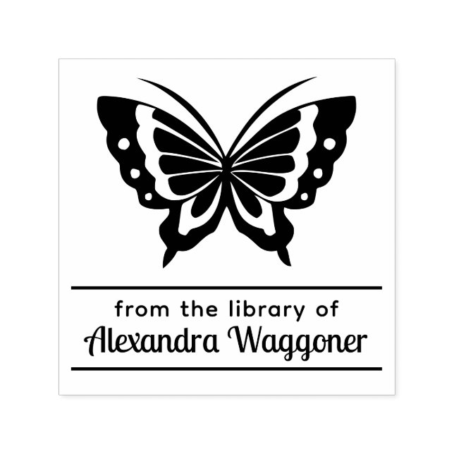 Schmetterling "From the library" Name Monogram #1a Permastempel (Design)