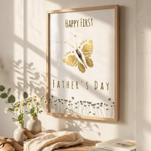 Schmetterling Fußabdruck Kunst Erster Vatertag Pos Poster