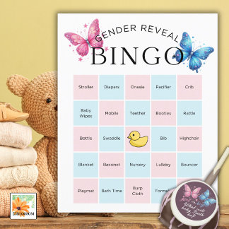 Schmetterling Gender Reveal Party Bingo Game