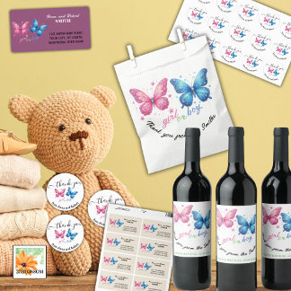 Schmetterling Gender Reveal Party Einladung