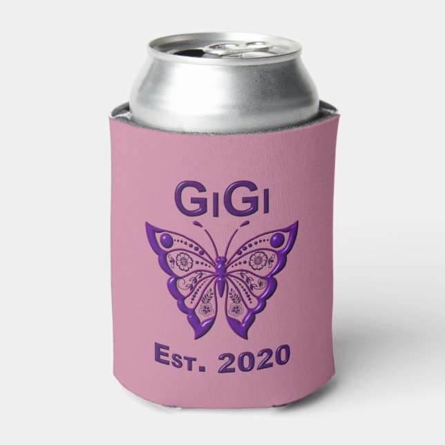 Schmetterling Gigi "Est 2020" Dosenkühler (Kanne Vorderseite)