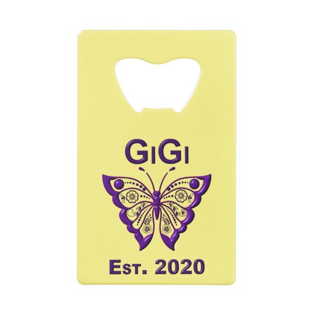 Schmetterling Gigi "Est 2020" Geldbeutel Flaschenöffner (Vorderseite)
