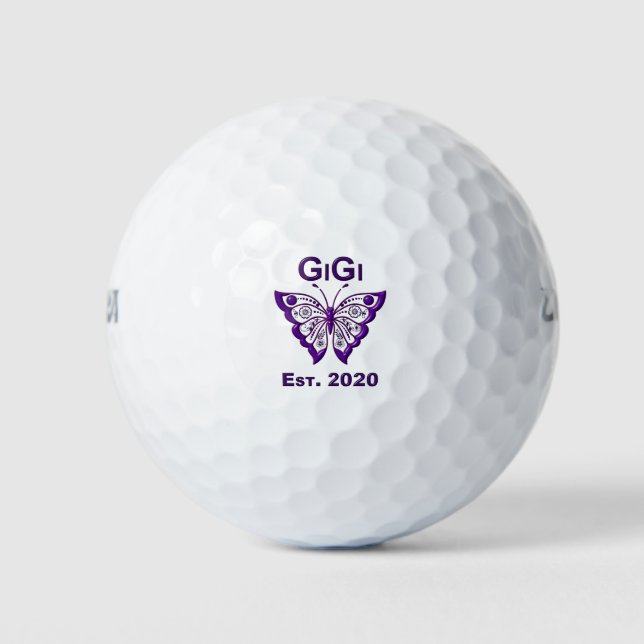 Schmetterling Gigi "Est 2020" Golfball (Vorderseite)