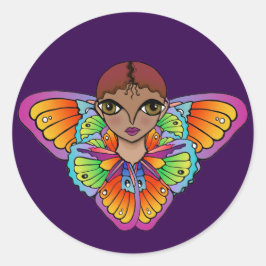 Schmetterling Girl Flat Danke Karte Runder Aufkleber