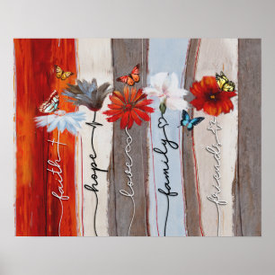 Schmetterling - Glaube, Hoffnung, Liebe, Familie, Poster