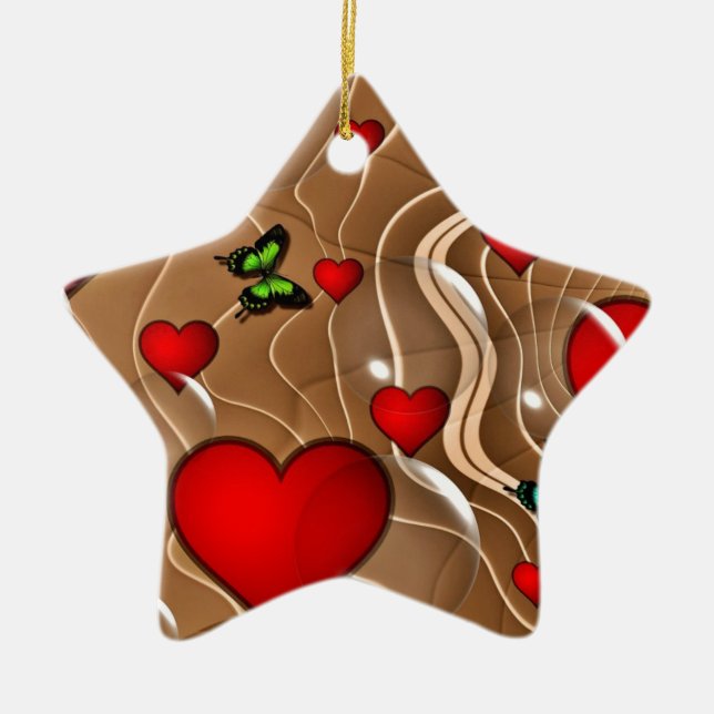 Schmetterling & Gold Keramik Ornament (Vorne)