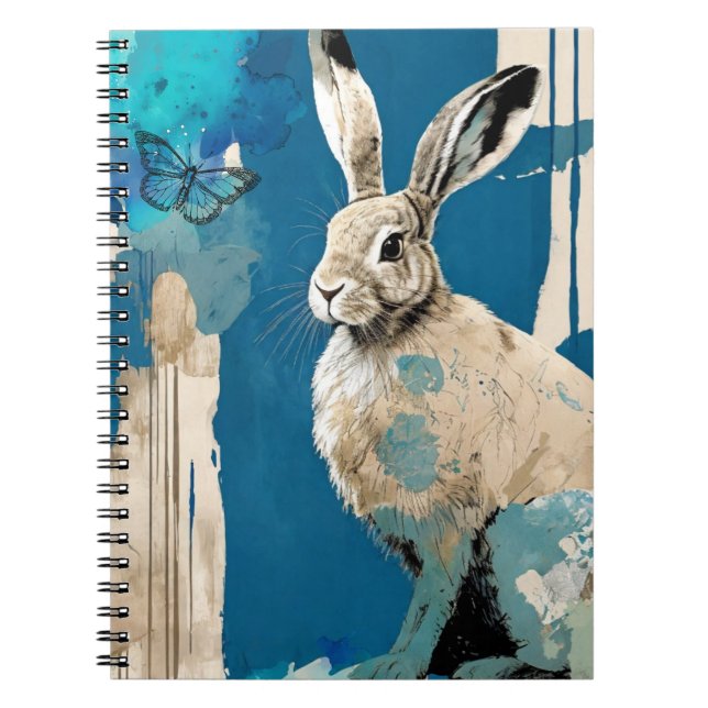 Schmetterling + Hase | Notebook-Journal Notizblock (Vorderseite)