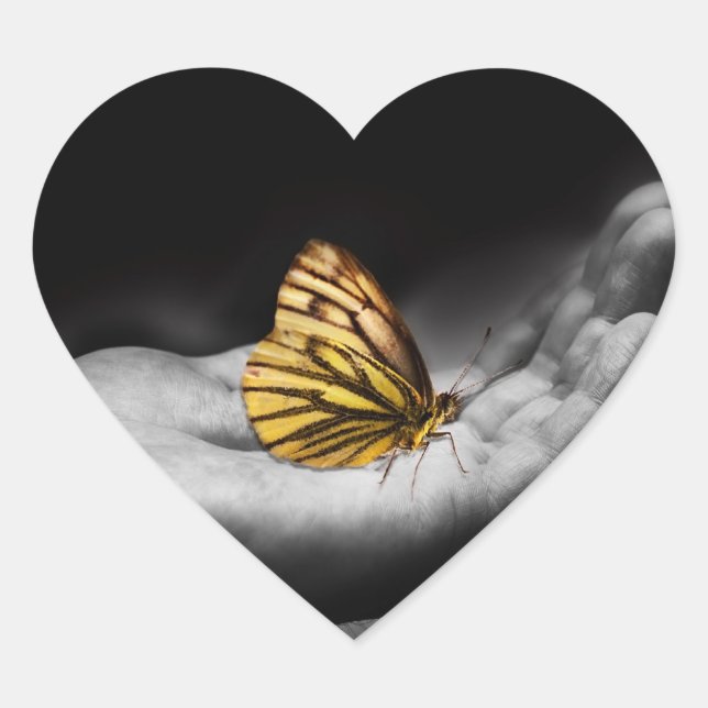 Schmetterling Herz-Aufkleber (Vorderseite)