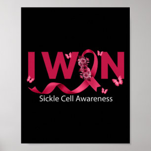 Schmetterling I Win Burgundy Ribbon Sickle Cell Aw Poster