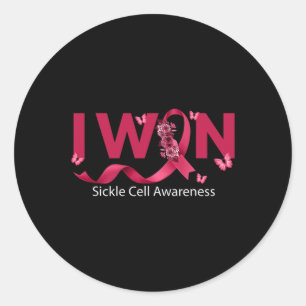 Schmetterling I Win Burgundy Ribbon Sickle Cell Aw Runder Aufkleber