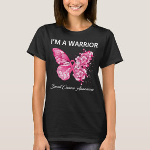 Schmetterling Ich bin ein Krieger-Brustkrebs-Bewus T-Shirt