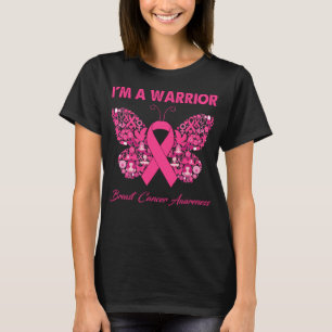 Schmetterling Ich bin ein Krieger-Brustkrebs-Bewus T-Shirt