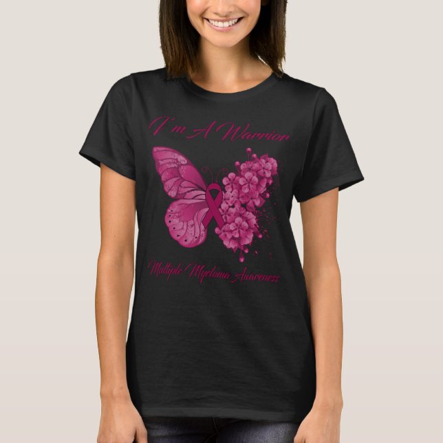 Schmetterling Ich bin ein Krieger-Multiples Myelom T-Shirt (Vorderseite)