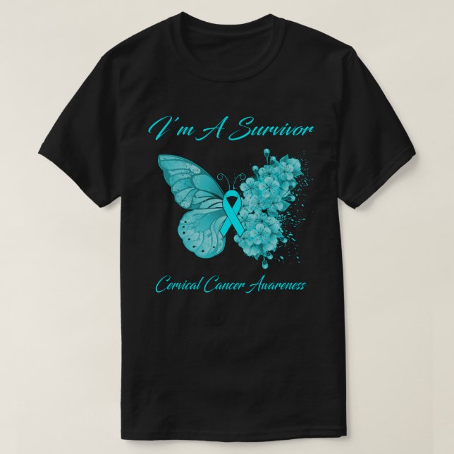 Schmetterling Ich bin ein Überlebender des Gebärmu T-Shirt (Design vorne)