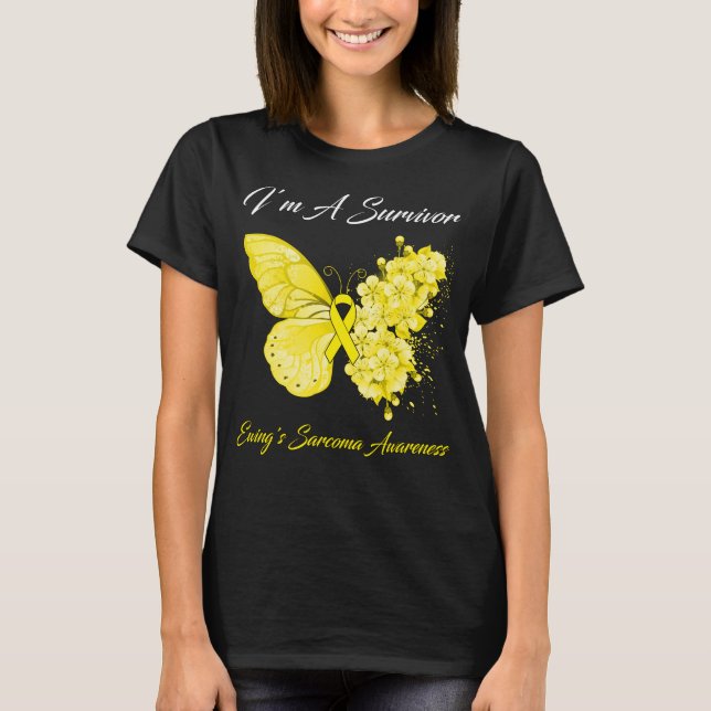 Schmetterling Ich bin ein Überlebender Ewing's Sar T-Shirt (Vorderseite)