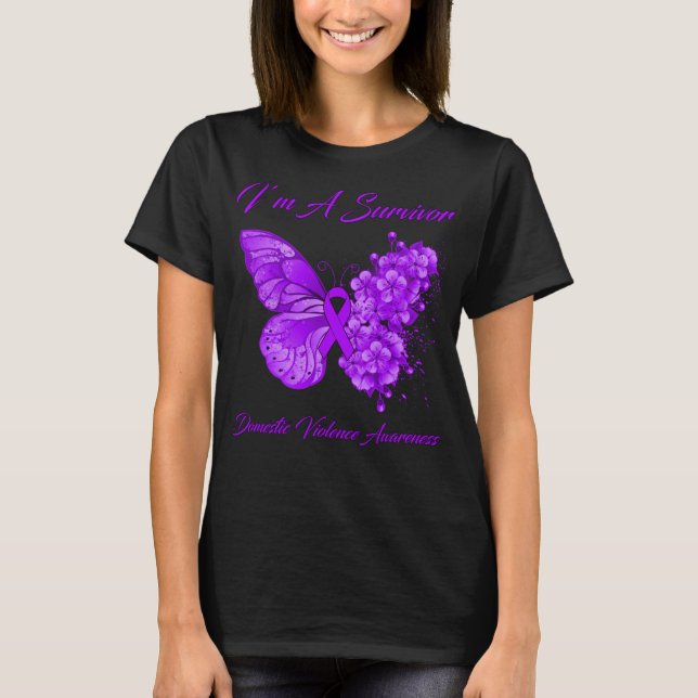 Schmetterling Ich bin ein Überlebender häuslicher  T-Shirt (Vorderseite)