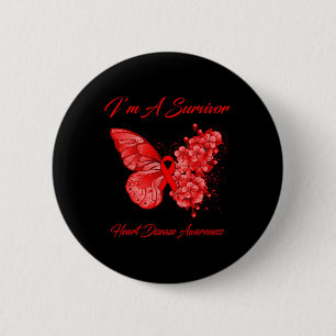 Schmetterling Ich bin ein Überlebender Herzkrankhe Button