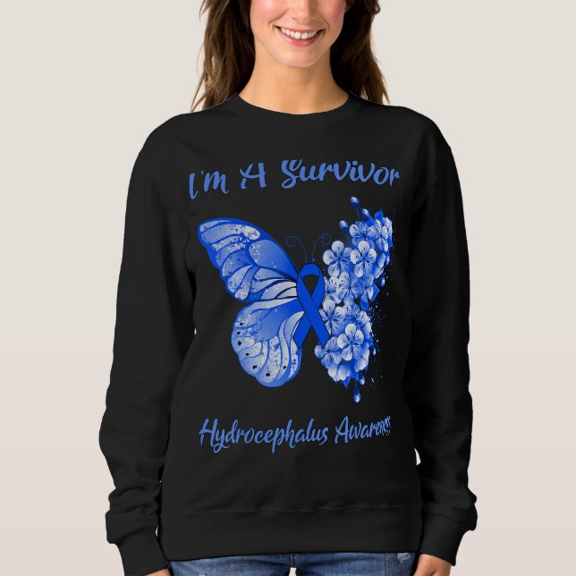 Schmetterling Ich bin ein Überlebender Hydrocephal Sweatshirt (Vorderseite)