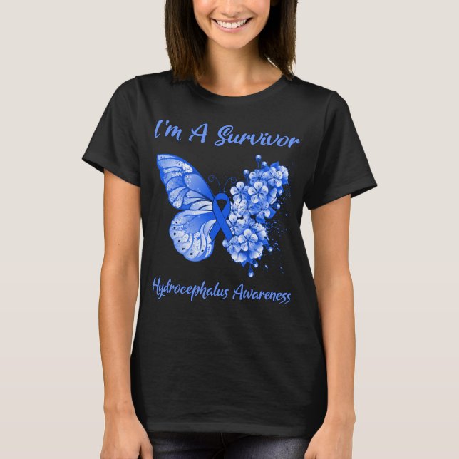 Schmetterling Ich bin ein Überlebender Hydrocephal T-Shirt (Vorderseite)