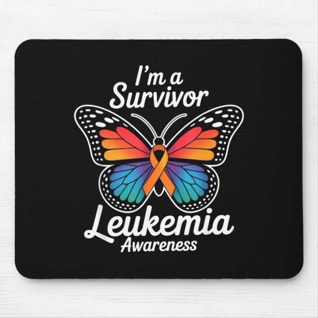 Schmetterling ich bin ein Überlebender Leukämie-Be Mousepad (Vorne)