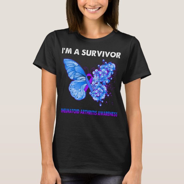 Schmetterling Ich bin ein Überlebender Rheumatoide T-Shirt (Vorderseite)