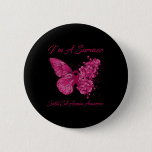 Schmetterling Ich bin ein Überlebender Sichelzelle Button