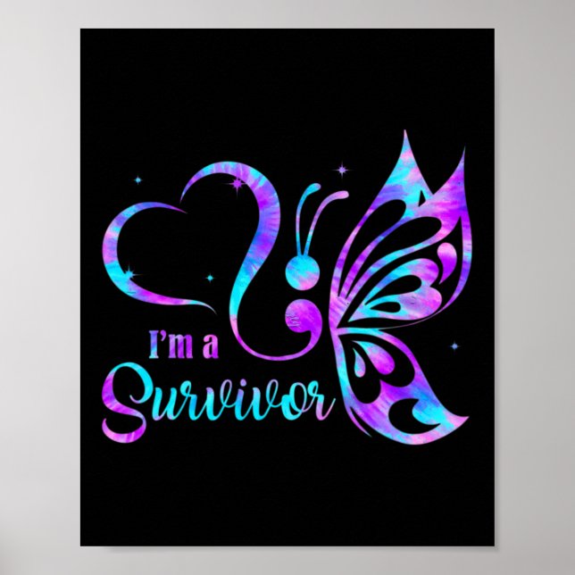 Schmetterling Ich bin ein Überlebender Suizidpräve Poster (Vorne)