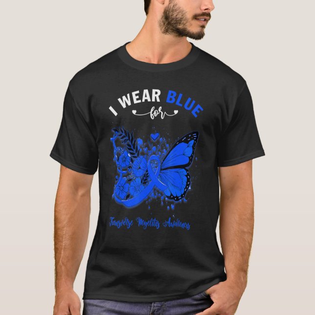 Schmetterling ich trage Blau für die transversale  T-Shirt (Vorderseite)