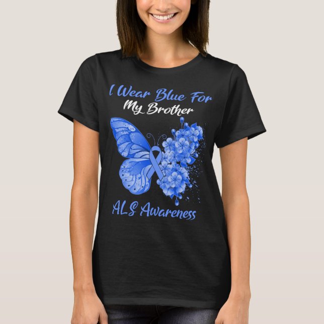 Schmetterling ich trage Blau für meinen Bruder ALS T-Shirt (Vorderseite)