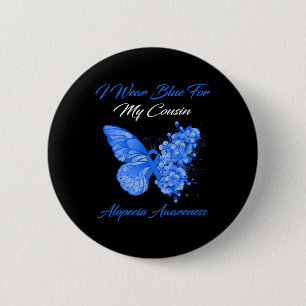 Schmetterling Ich trage Blau für meinen Cousin Alo Button