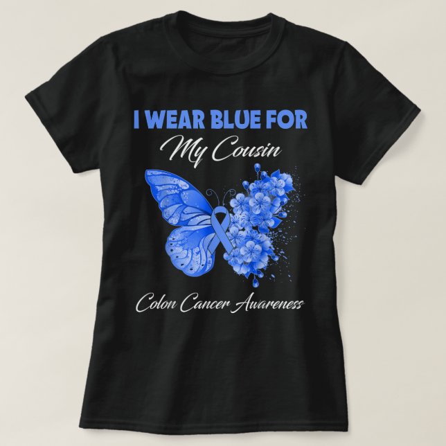 Schmetterling Ich trage Blau für meinen Cousin Col T-Shirt (Design vorne)