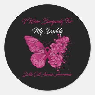 Schmetterling Ich trage Burgund für meine Daddy-Si Runder Aufkleber