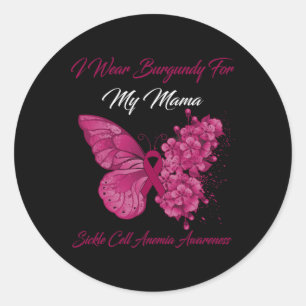 Schmetterling Ich trage Burgund für meine Mama-Sic Runder Aufkleber