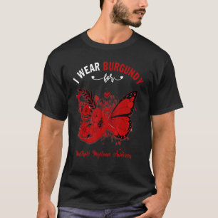 Schmetterling Ich trage Burgund für Multiples Myel T-Shirt