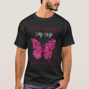 Schmetterling Ich trage Burgundy für meine Ehefrau T-Shirt
