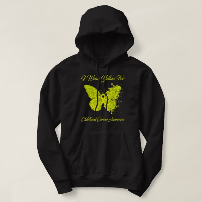 Schmetterling Ich trage Gelb für Krebsgeschirr im  Hoodie (Design vorne)
