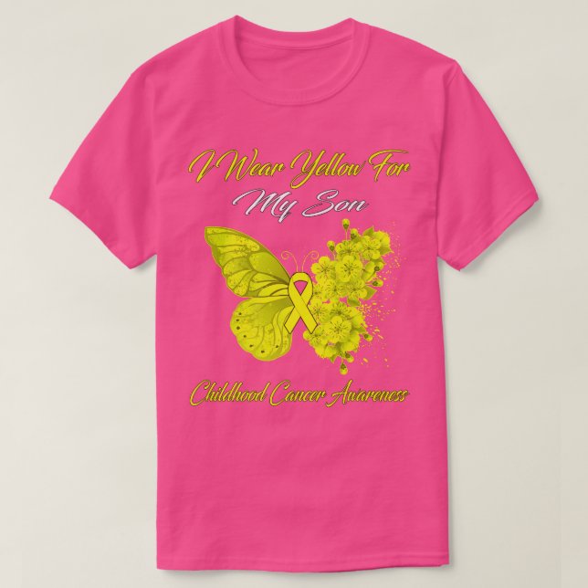 Schmetterling Ich trage Gelb für meinen Sohn Kinde T-Shirt (Design vorne)