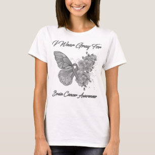 Schmetterling Ich trage Grau für Hirnkrebs-Bewusst T-Shirt