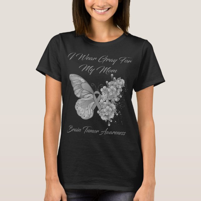Schmetterling Ich trage Grau für meine Mama Hirntu T-Shirt (Vorderseite)