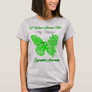 Schmetterling Ich trage Grün für meine Mama-Depres T-Shirt