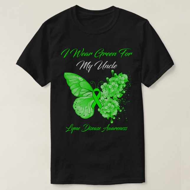 Schmetterling Ich trage Grün für meine Onkel-Lyme- T-Shirt (Design vorne)