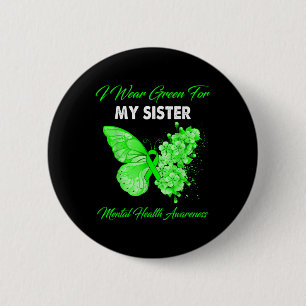 Schmetterling Ich trage Grün für meine Schwester p Button